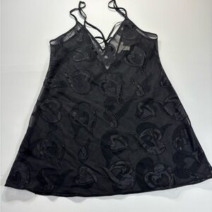 Morgan Taylor Sheer Black Heart Pattern Chemise